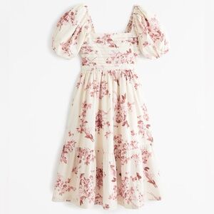 Abercrombie Emerson Poplin Puff Sleeve Midi Dress